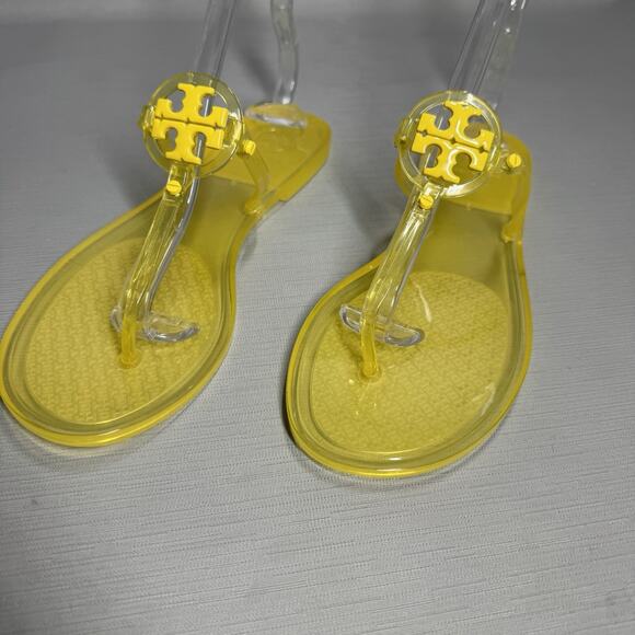 Tory Burch Mini Miller Jelly Flat Thong Flip Flop Sandals Citrus Yellow 9 EU 39 - Picture 2 of 8